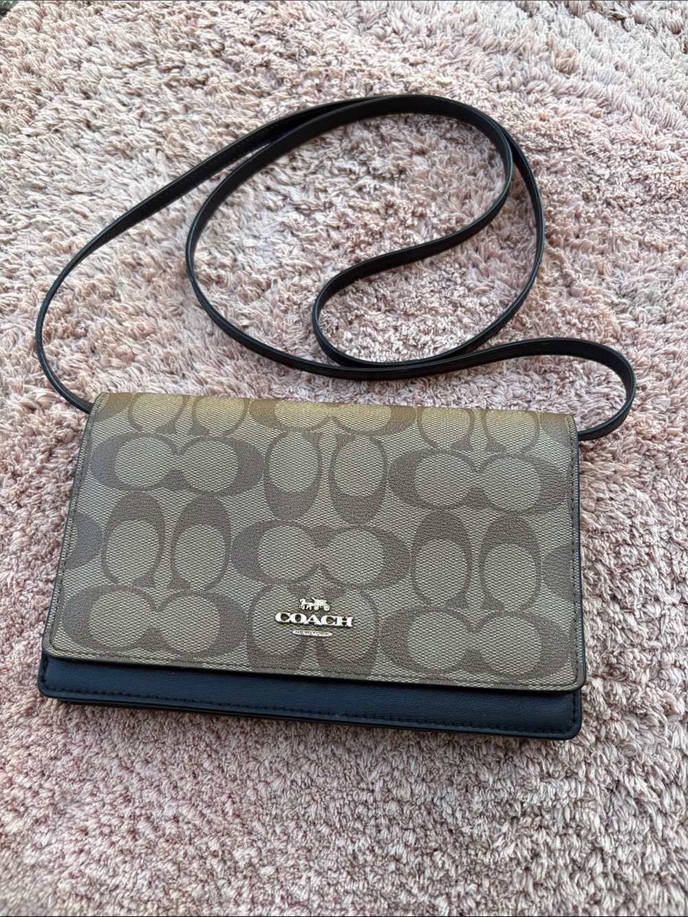Coach Brown/Black Signature Canvas Crossbody